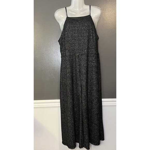 Wild Fable Women's Size XL Black Silver Metallic Sparkle Jumpsuit Sleeveless - Picture 1 of 6